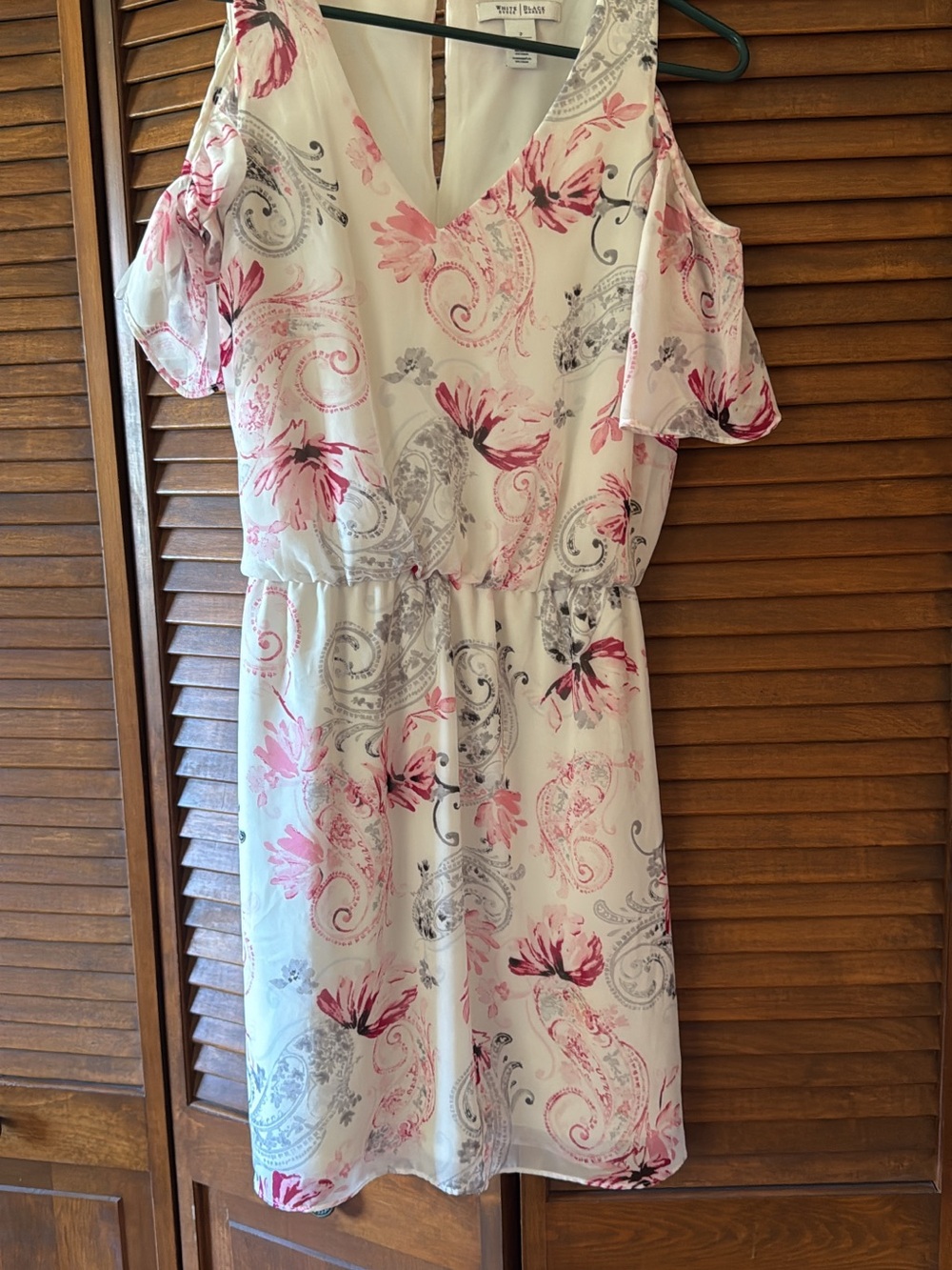 White House Black Market White Pink Floral Cold-Shoulder Dress